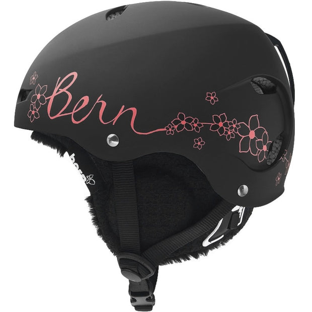BERN Brighton Helmet EPS Matte Black Flowers with Audio Knit Women