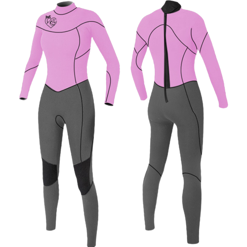 Kyma Back Zip 4/3 Grey/Pink - Women Wetsuit-The product is discolored during manufacturing and has a small optical blemish.
